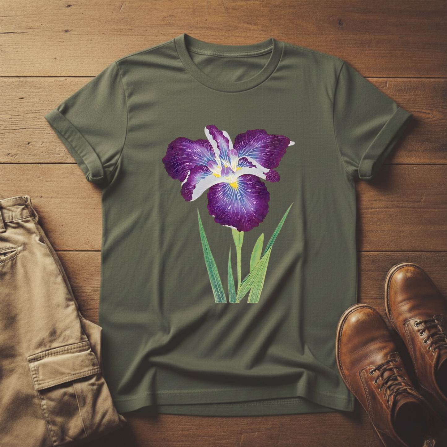 Purple Iris Flower Graphic T-Shirt