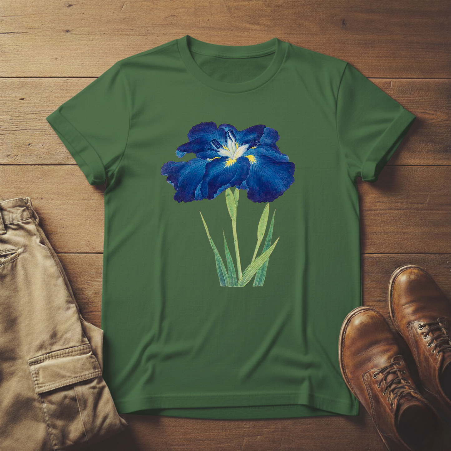 Blue Iris Flower Graphic T-Shirt