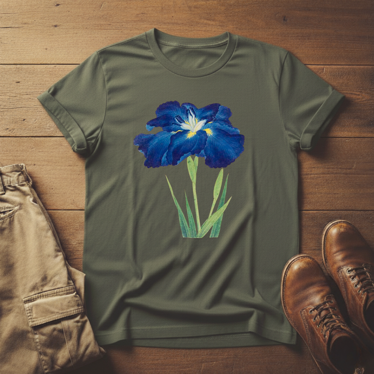 Blue Iris Flower Graphic T-Shirt