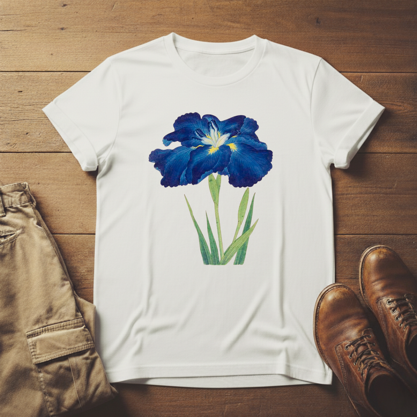 Blue Iris Flower Graphic T-Shirt