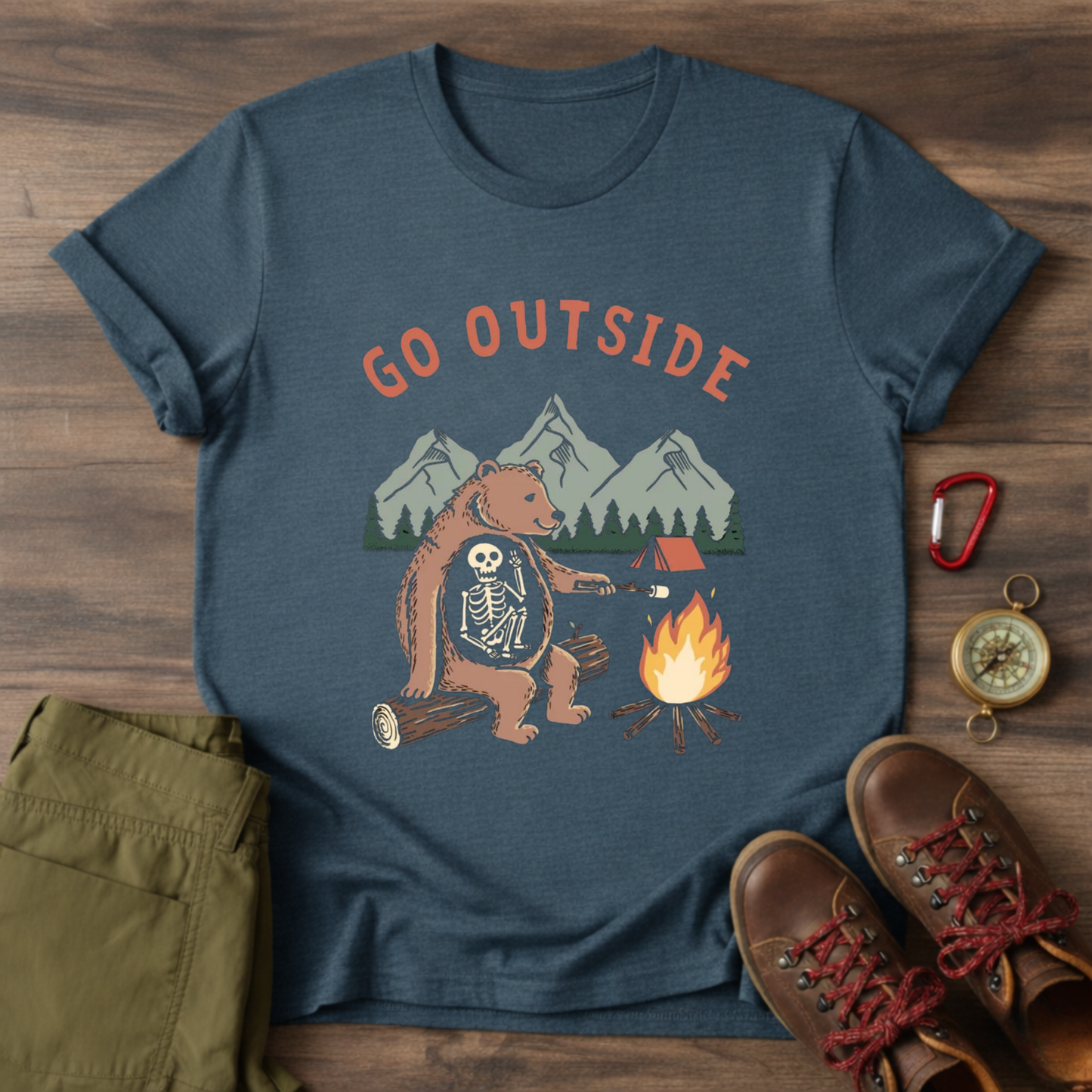 Bear and Skeleton Graphic T-Shirt