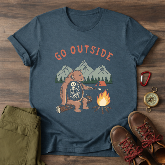 Bear and Skeleton Graphic T-Shirt