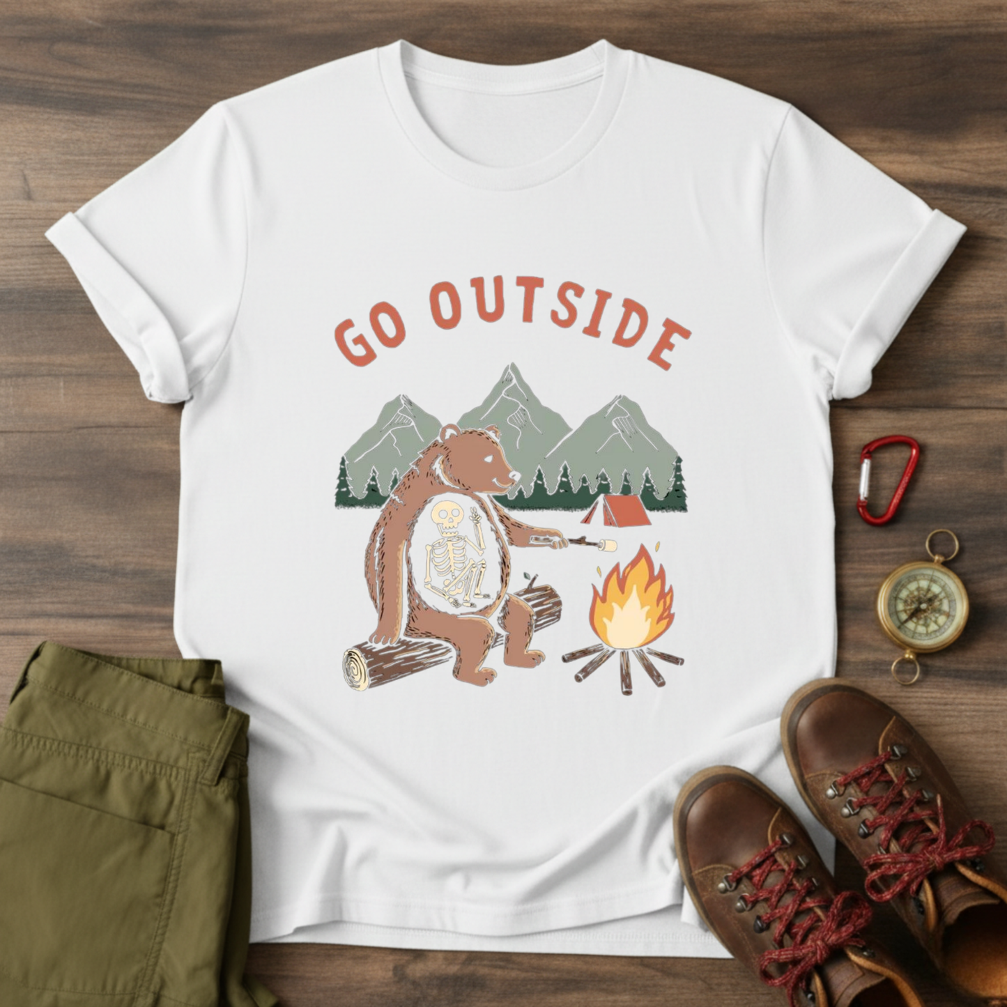 Bear and Skeleton Graphic T-Shirt