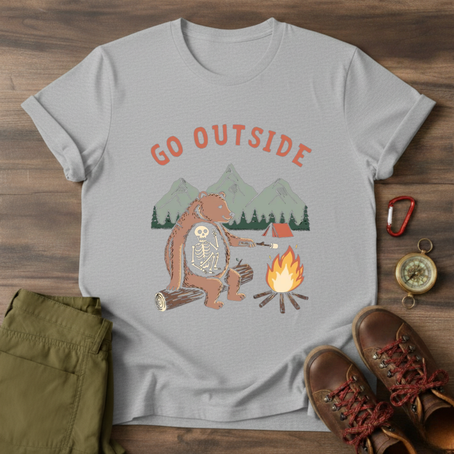 Bear and Skeleton Graphic T-Shirt