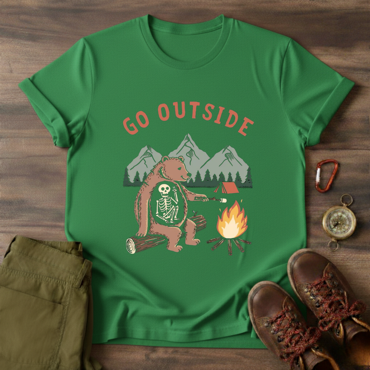 Bear and Skeleton Graphic T-Shirt