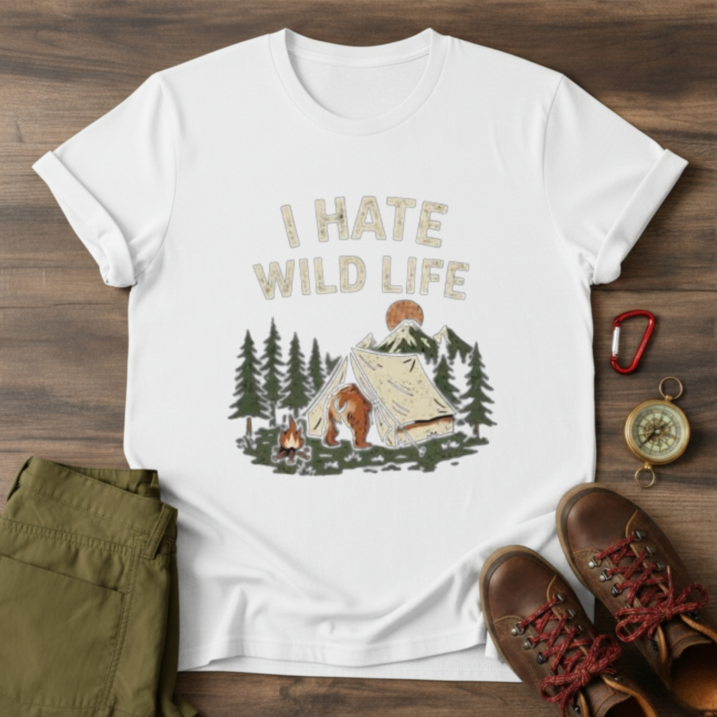 Bear in Tent Graphic T-Shirt