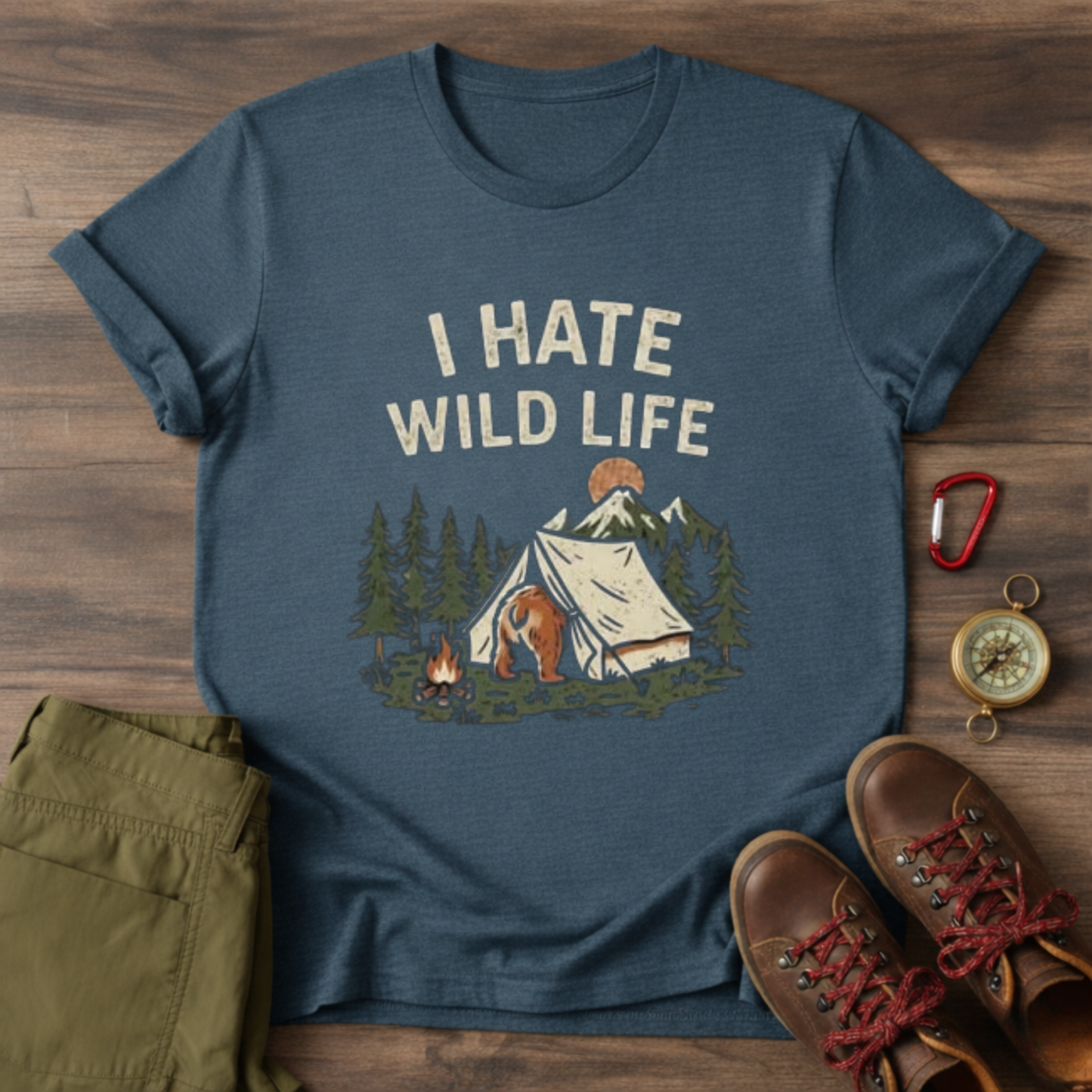 Bear in Tent Graphic T-Shirt