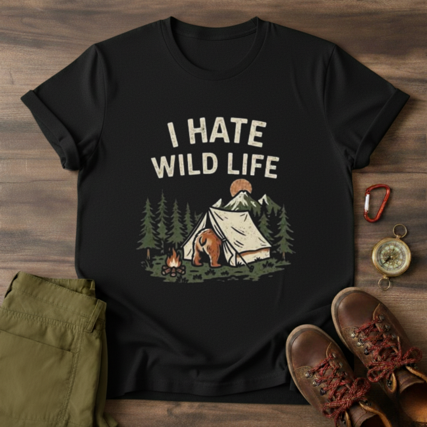 Bear in Tent Graphic T-Shirt