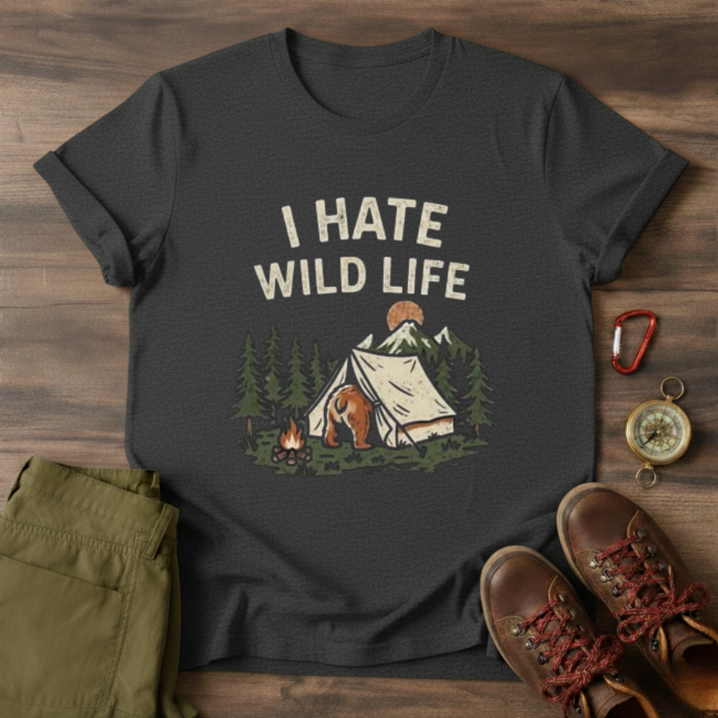 Bear in Tent Graphic T-Shirt