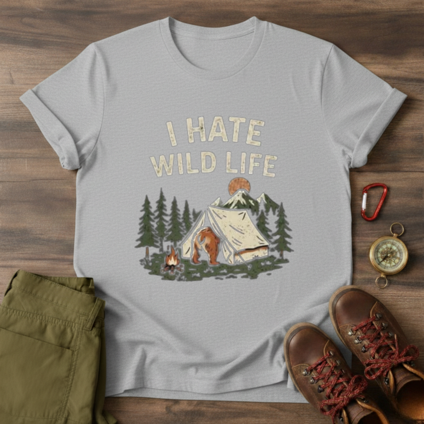 Bear in Tent Graphic T-Shirt
