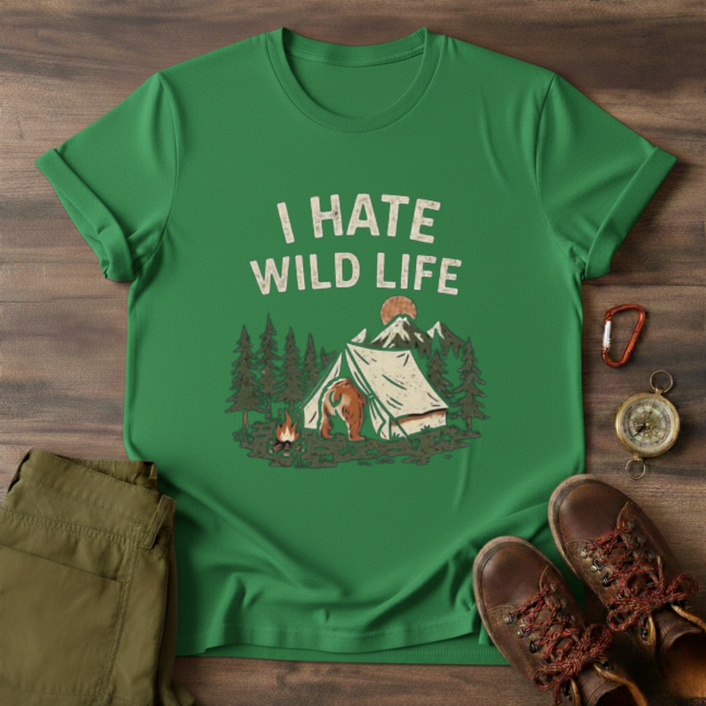 Bear in Tent Graphic T-Shirt